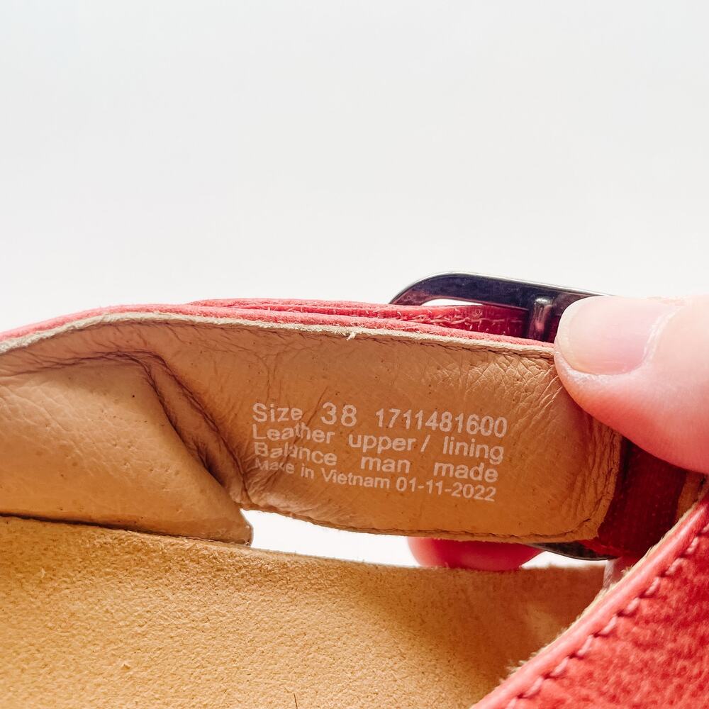 NWOT Women's Dansko Tanya Wedge Sandals Coral Burnished Leather Size 38 - Picture 3 of 7